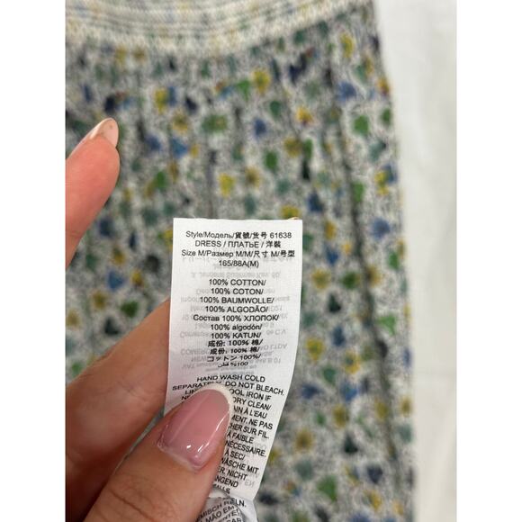 Tory Burch Tie Shoulder Smocked Midi Sundress Love Floral Degrade Women's Size M - Picture 4 of 5